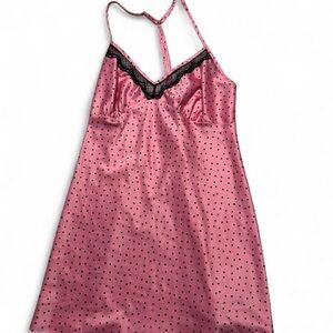 Secret Treasures Pink and Black Polka Dot Slip Dress